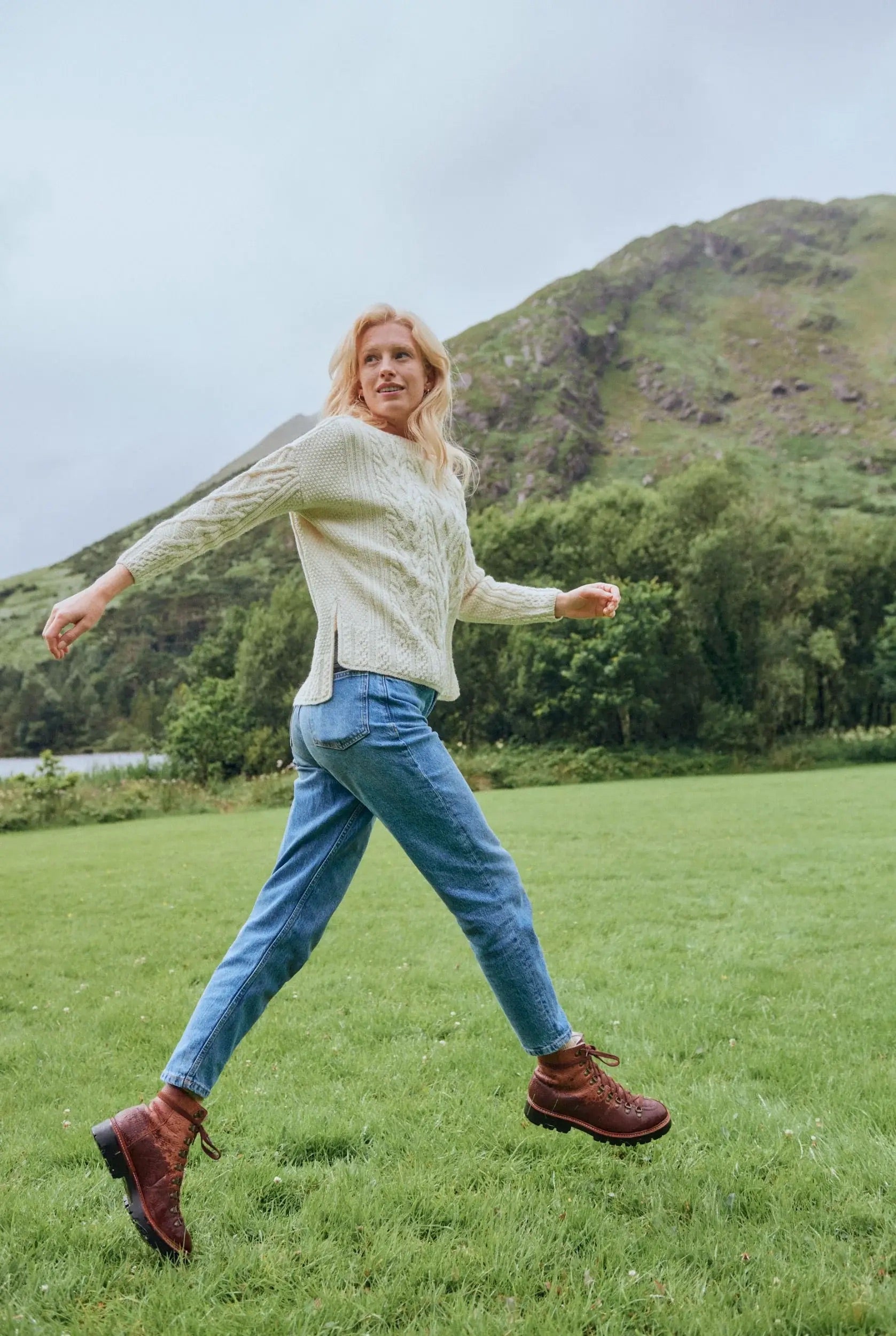 Oversize Aran Pullover cremefarben | ankelinerherz.com