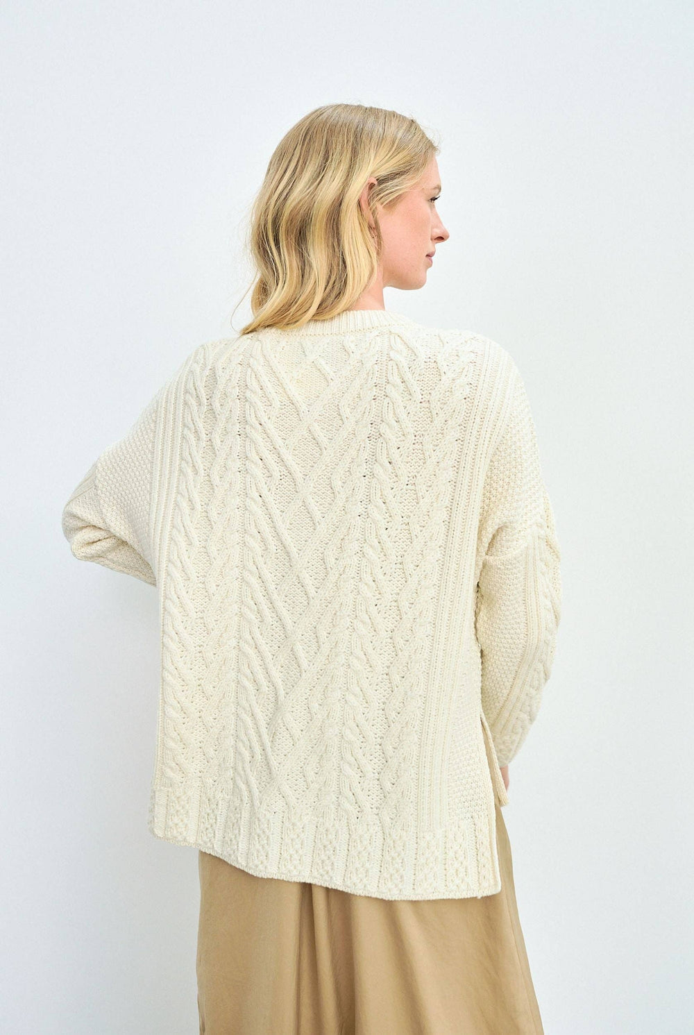 Oversize Aran Pullover cremefarben | ankelinerherz.com