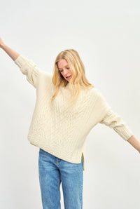 Oversize Aran Pullover cremefarben | ankelinerherz.com