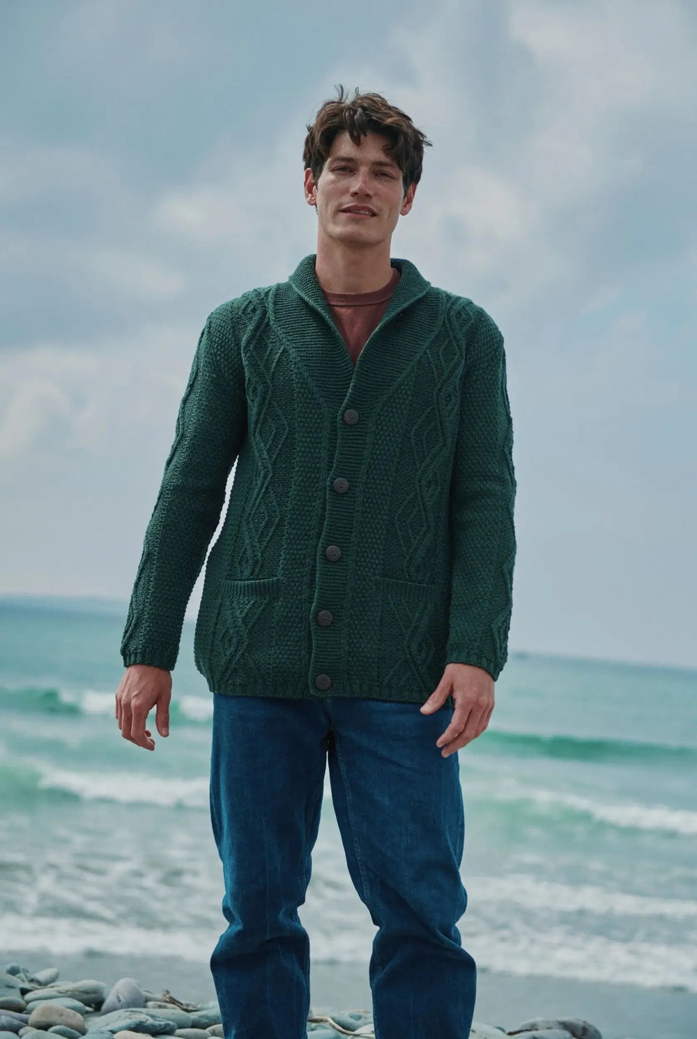 Aran Strickjacke - Waldgrün | ankelinerherz.com