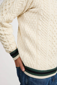 Aran Strickpullover mit NavyStreifen - Creme - ankelinerherz.com