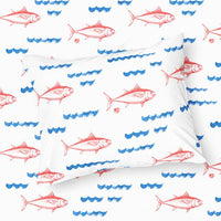 Kopfkissenbezug Wellen und Fische 80x40 - Ankerherz Verlag